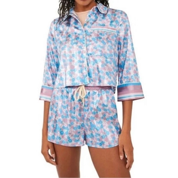 Free people Pillow Talk Satin Short Crop Pajamas size XS - Picture 2 of 6
